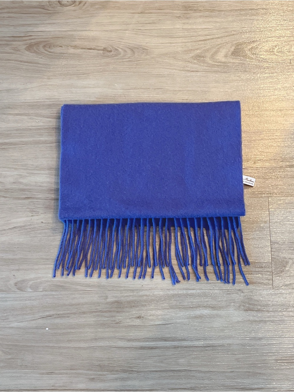 Vintage Purple Blue Cashmere-Wool Fringe Scarf